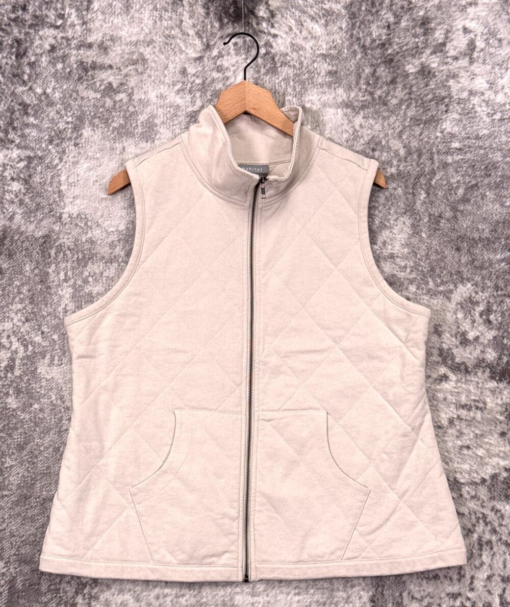 Habitat Clothes To Live In Vest Large Womens Quilted Full Zip Mock Neck
